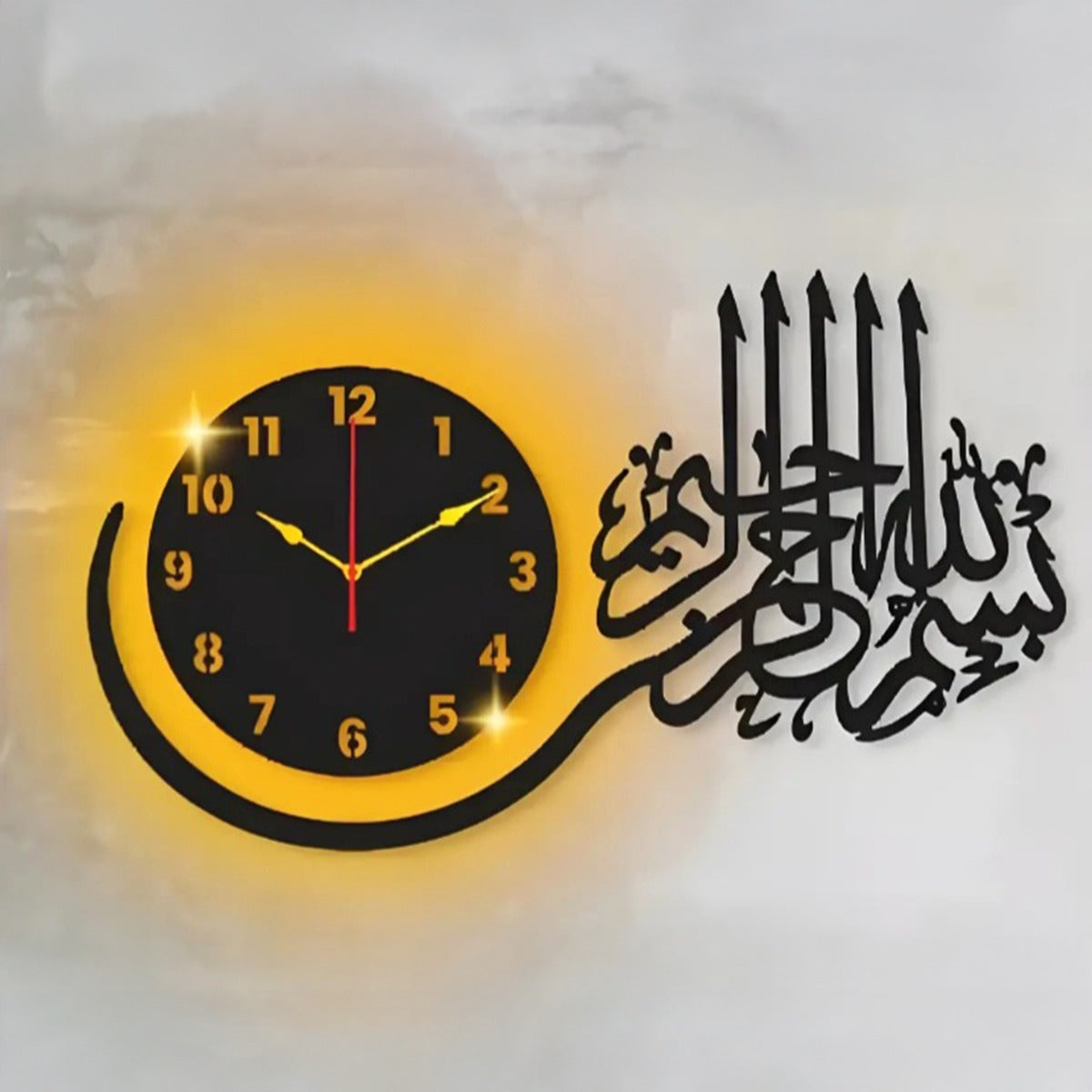 Bismilah Clock, And Butterfly Shelf,Wooden Wall Clock-3D Watch